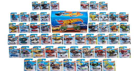 Hot Wheels Toy Trucks & Cars, 50-Pack, Set of 50 1:64 Scale Individually Packaged Vehicles, Instant Collection (Styles May Vary)